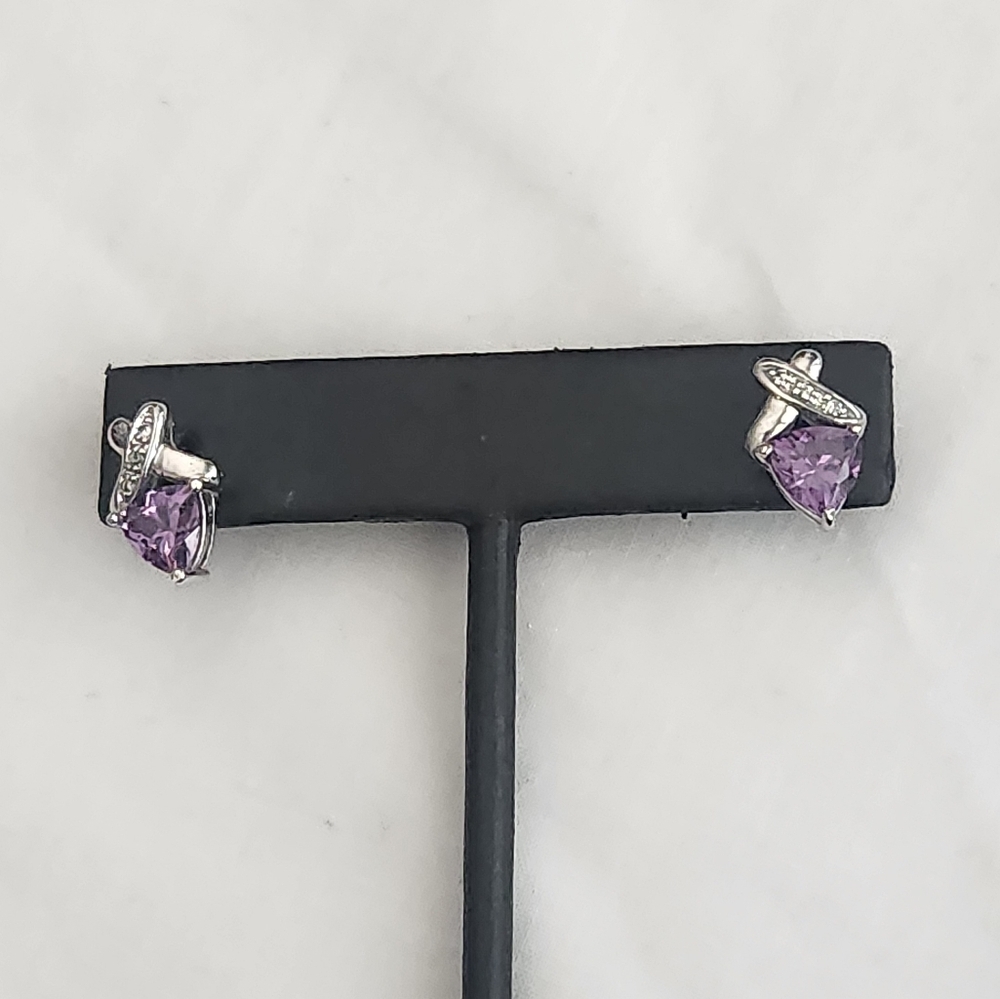 Trillian Genuine Amethyst with Diamonds Post Earrings